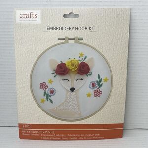 Crafts Embroidery Hoop Kit Sweet Deer with Flowers 8" x 8"